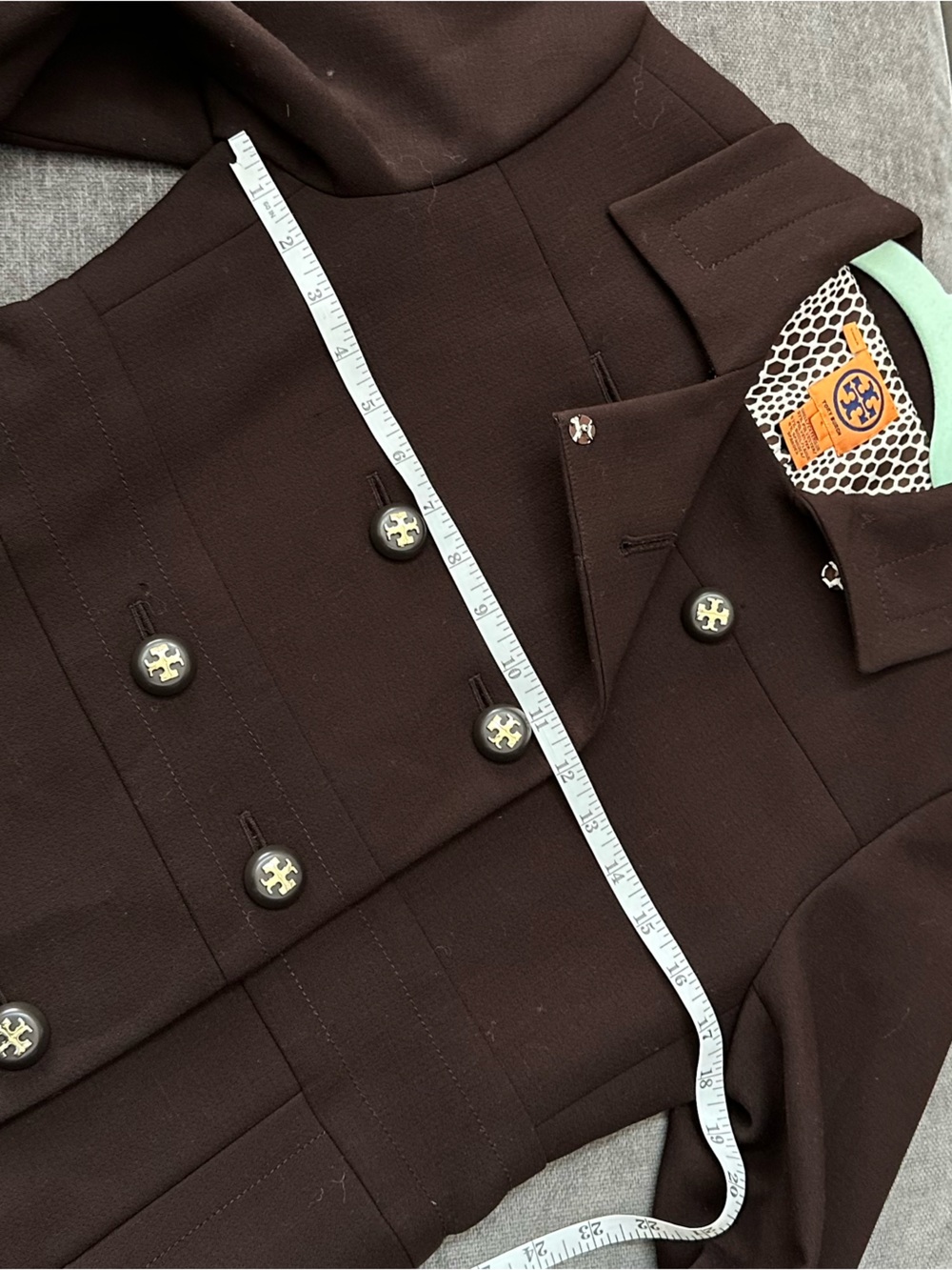 Tory Burch Dark Brown Double-Breasted Wool Blend🧥 - Picture 6 of 13